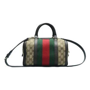 GUCCI Boston Brown Cloth Satchel 632-061825